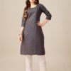 Kurti Pant Set - Cotton Magic Slub fabrics with Embroidery & Sequence Work