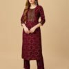 Kurti Pant Set - Heavy Rayon Fabrics And Embroidery Work Kurti Pant Set