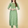 Kurti Pant Set - Heavy Rayon Fabrics Embroidery Work Kurti Pant Set