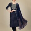 Kurti Pant Dupatta Set- Silk Blend with Embroidery & Sequence Work Kurti With Dupatta