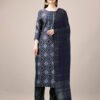 Kurti Pant Dupatta Set- Rayon Print with Embroidery & Fancy Lace Work Kurti Pant Dupatta Set