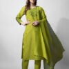 Kurti Pant Dupatta Set- Cotton Blend with Embroidery Work Kurti Pant Dupatta Set