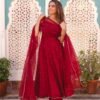  Kurti- Anarkali Nack line embroidery Georgette with work dupatta with lace