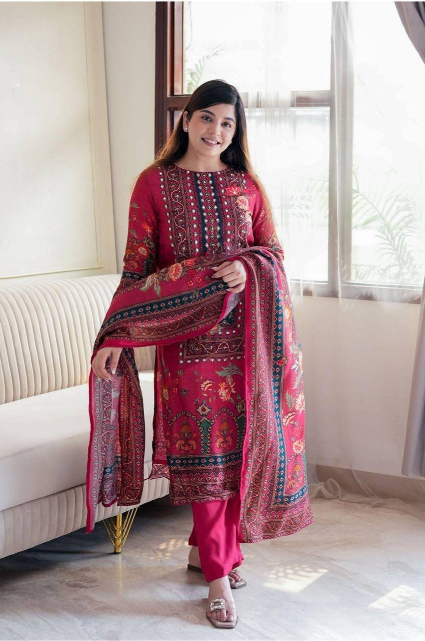 6289540243178766759 Kurti- Kurti Print And Work With Embroidery Work Lace Dupatta