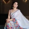 Saree-Plain Linen With Digital Prints Saree