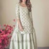 Kurti Sharara And Dupatta- Nylon silk top with paper foil work both side Kurti With Net duppata with fancy border work & stone work Dupatta