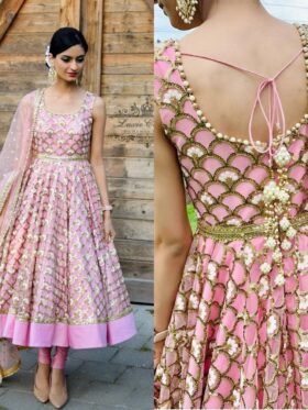 Anarkali- Net Anarkali with heavy sequence & thread work all over Anarkali
