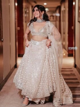 Lehenga Choli- Georget lehnga with thread & paper mirror work Lehenga Choli