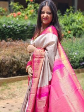 SAREE- SOFT LICHI SILK FABRICS AND BEAUTIFUL RICH PALLU & JACQUARD WORK ON ALL OVER THE SAREE.