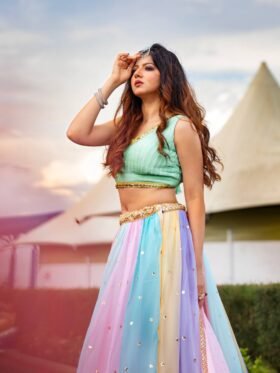 Lehenga Choli- Korean silk Lehenga With Georgette + digital print silk Duppata