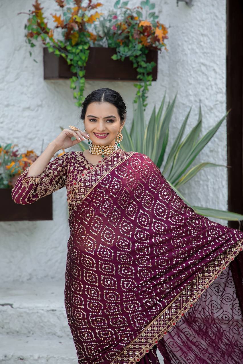 WhatsApp Image 2025-01-02 at 12.44.12 PM Saree- Heavy Kasturi silk georgette saree with sequins , Dori & zari work Saree