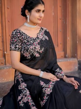 Saree- Heavy Kasturi silk saree with thread , zari & dori work Saree