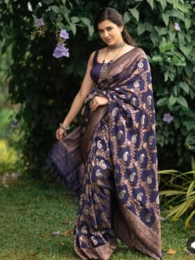 SAREE- SOFT LICHI SILK FABRICS AND BEAUTIFUL RICH PALLU & JACQUARD WORK ON ALL OVER THE SAREE.