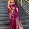 SAREE-SOFT LICHI SILK FABRICS AND BEAUTIFUL RICH PALLU & JACQUARD WORK ON ALL OVER THE SAREE.