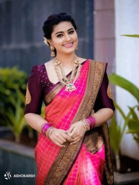 SAREE- SOFT LICHI SILK FABRICS AND BEAUTIFUL RICH PALLU & JACQUARD WORK ON ALL OVER THE SAREE.