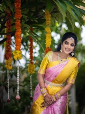 SAREE- SOFT LICHI SILK FABRICS AND BEAUTIFUL RICH PALLU & JACQUARD WORK ON ALL OVER THE SAREE.