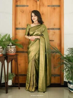 SAREE- SOFT LICHI SILK FABRICS AND BEAUTIFUL RICH PALLU & JACQUARD WORK ON ALL OVER THE SAREE.