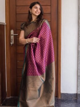 SAREE- SOFT LICHI SILK FABRICS AND BEAUTIFUL RICH PALLU & JACQUARD WORK ON ALL OVER THE SAREE.