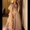 Lehenga Choli- Kasturi silk lehnga with zari & sequence work With Organza ruffle Duppata