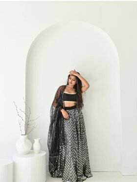 Lehenga Choli- Georgette Fabrics And Sequence and Zari Work Lehenga With Net Fabrics sequence & thread work + Pearl border work Dupatta