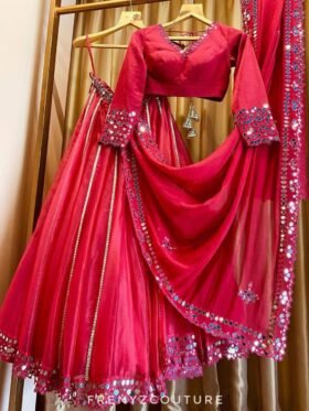 Lehenga Choli- Two tone slub silk lehnga with foil paper work Lehenga With Two tone slub silk Duppata with foil paper work