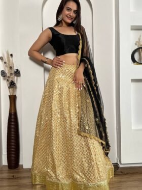 Lehenga Choli- Kasturi Silk Fabrics Lehenga And Heavy Sequence Work And Foil Border Work Lehenga Choli