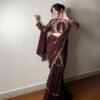 LEHENGA SAREE- FAUX GEORGETTE WITH RUFFLE AND EMBROIDERY WORK WITH MIROR WORK LEHENGA SAREE