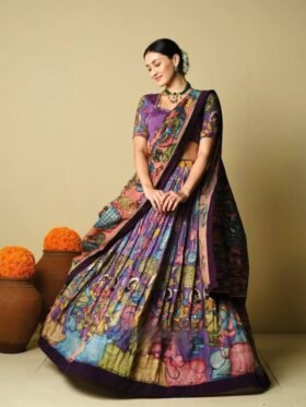 Lehenga Choli- Scented crepe Fabrics And Kalamkari Print With Dupatta