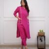 Kurti And Pant-Heavy Rayon Cotton Fabrics And Embroidery & Button Work Kurti