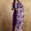 Kurti Pant And Dupatta Set-Chanderi Fabrics And Embroidery Work With Tabby Fabrics Dupatta