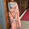 SAREE-PLAIN LINE FABRICS WITH DIGITAL PRINTED SAREE