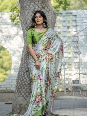 SAREE-ORINGNAL JAPAN SATIN FABRCS AND DIGITAL PRINTING SAREE