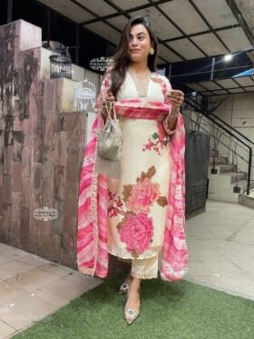 Kurti Pant And Dupatta- Beautiful Heavy quality Muslin Silk Fabric designer festive wear kurti pant and duppta with embroidery & Sequence work with lining