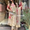 Kurti Pant And Dupatta- Beautiful Heavy quality Organza Silk Fabric designer festive wear kurti pant and dupatta with zari and Jacquard work with lining