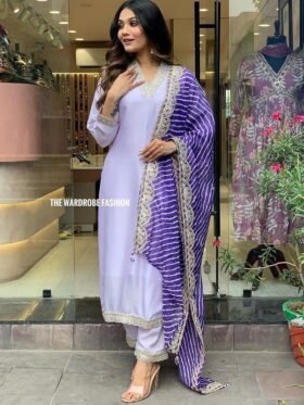 Kurti Pant And Dupatta- Kurti Pant And Dupatta- Beautiful Heavy quality Banana Silk Fabric kurti pant and dupatta with embroidery & Sequence work with lining