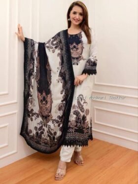 Kurti Pant And Dupatta- Beautiful Heavy quality Muslin Silk Fabric designer festive wear kurti pant and duppta with Crossia Lace work with lining