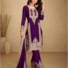 Kurti Pant And Dupatta-Pure Chinon Silk Fabrics And Sequins Embroidery Work Kurti With Pure Chinon Silk Fabric with Work Lace on Border Dupatta