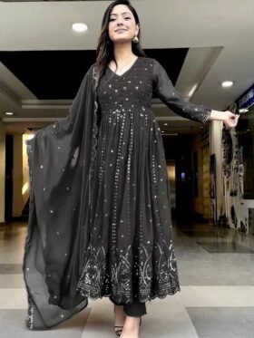 Gown- Fox Georgette with embroidery work Gown