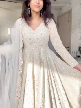 KURTI PANT AND DUPATTA- PURE FAUX GEORGETTE SILK FABRICS AND SEQUENCE EMBROIDERY WORK KURTI WITH HEAVY EMBROIDERY WORK AND FANCY CURVE BORDER DUPATTA