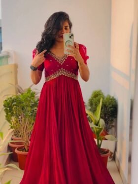 GOWN- Beautiful Faux Georgette with Beautiful Sequins Embroidered Work