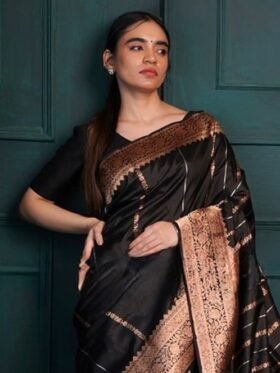 Saree-Banarasi Soft Silk Fabrics And Copper Zari Weaving Saree