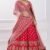 Lehenga Choli- Red Satin Lehenga Choli Set with Dupatta