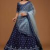 Lehenga Choli- Blue Satin Silk Fabrics And Net Dupatta
