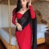 READY TO WEAR SAREE- pure soft Georgette silk with beautiful red and black colour design with beautiful Ready To Wear saree
