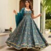 Anarkali- Digital printed Jimmy organza silk Fabrics suit With Organza Fabrics Dupatta