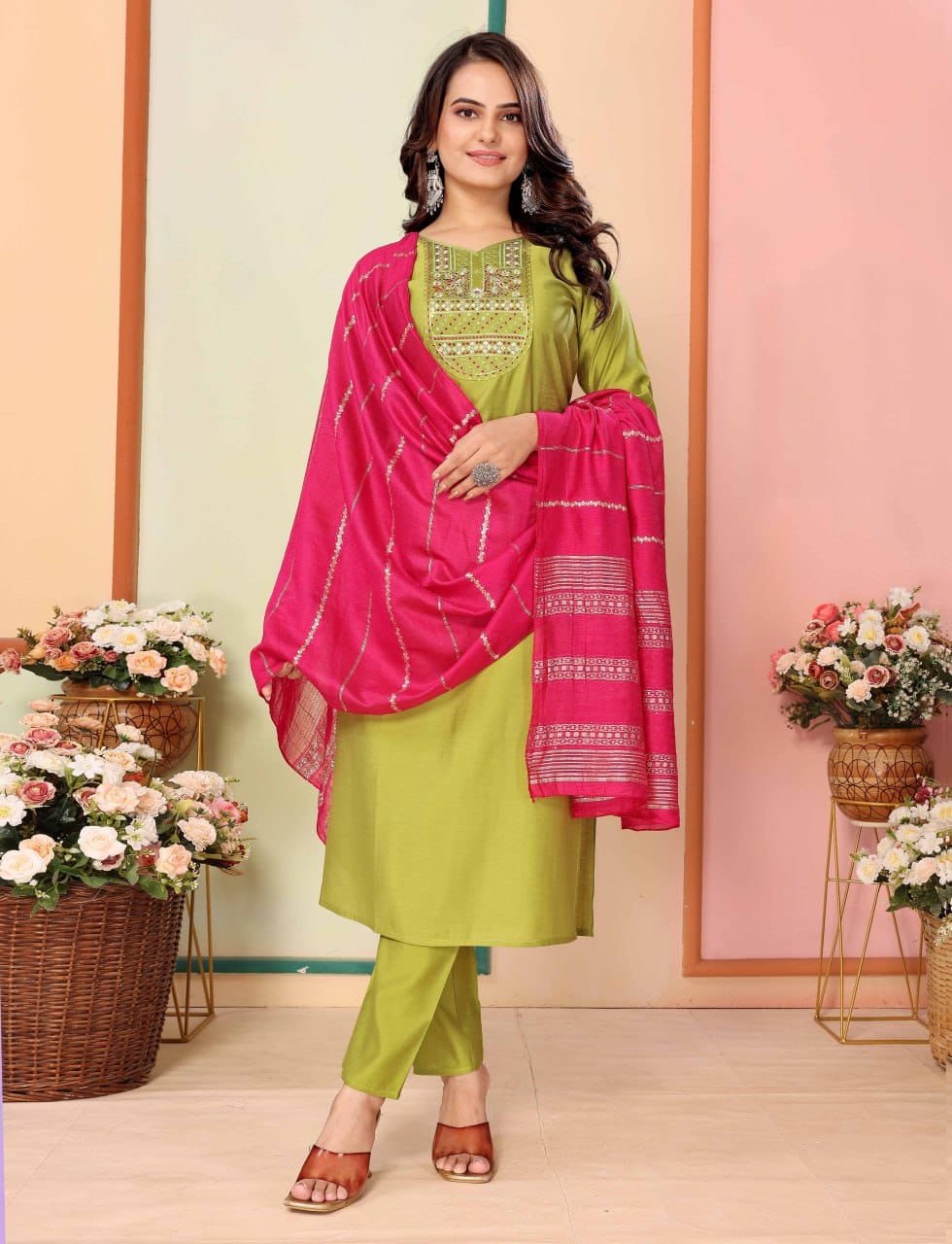 WhatsApp Image 2025-01-13 at 3.19.41 PM Kurti With Pant & Dupatta Set-Silk Fabrics And Embroidery Work Kurti