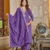 Kurti Pant And Dupatta Set-Chnaderi Fabrics And Heavy Embroidery Work Kurti With Nylon Chanderi Fabrics Dupatta