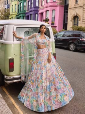 Lehenga Choli- HEAVY FUAX GEORGEET FABRICS AND HEAVY EMBROIDERED SEQUENCE WORK