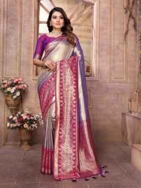 SAREE-PURE BANARASI TISSUE SILK FABRICS AND BANARASI CONTRAST PALLU SAREE