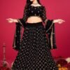 Lehenga Choli- Black Colour Embroidered Attractive Party Wear Lehenga Choli